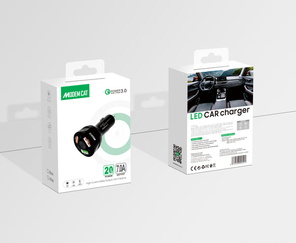 MODEMCAT FAST CAR CHARGER WITH 3 PORTS ( 2USB AND 1 TYPE C) MCC008