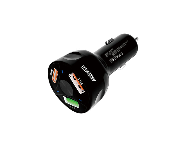 MODEMCAT FAST CAR CHARGER WITH 3 PORTS ( 2USB AND 1 TYPE C) MCC008
