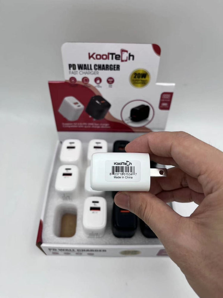 KOOLTECH DUAL WALL CHARGER DISPLAY 12PCS (USB A AND TYPE C PORTS)