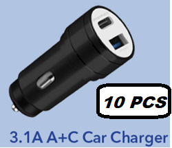 CAR PLUG DUAL PORT (USB A AND TYPE C PORT) (10PCS)